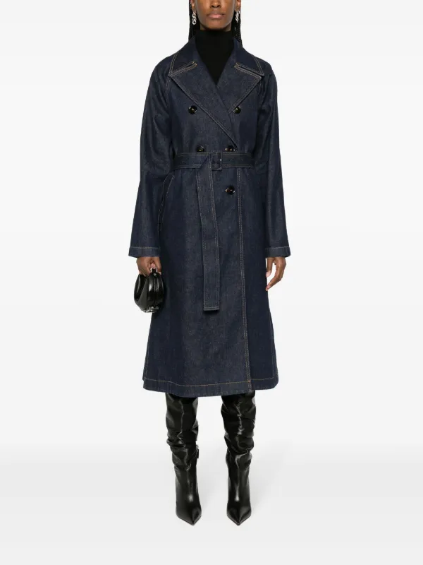 【関税込み】ALAIA Denim trench coat Alaïa Belted Denim Trench Coat | Blue | FARFETCH