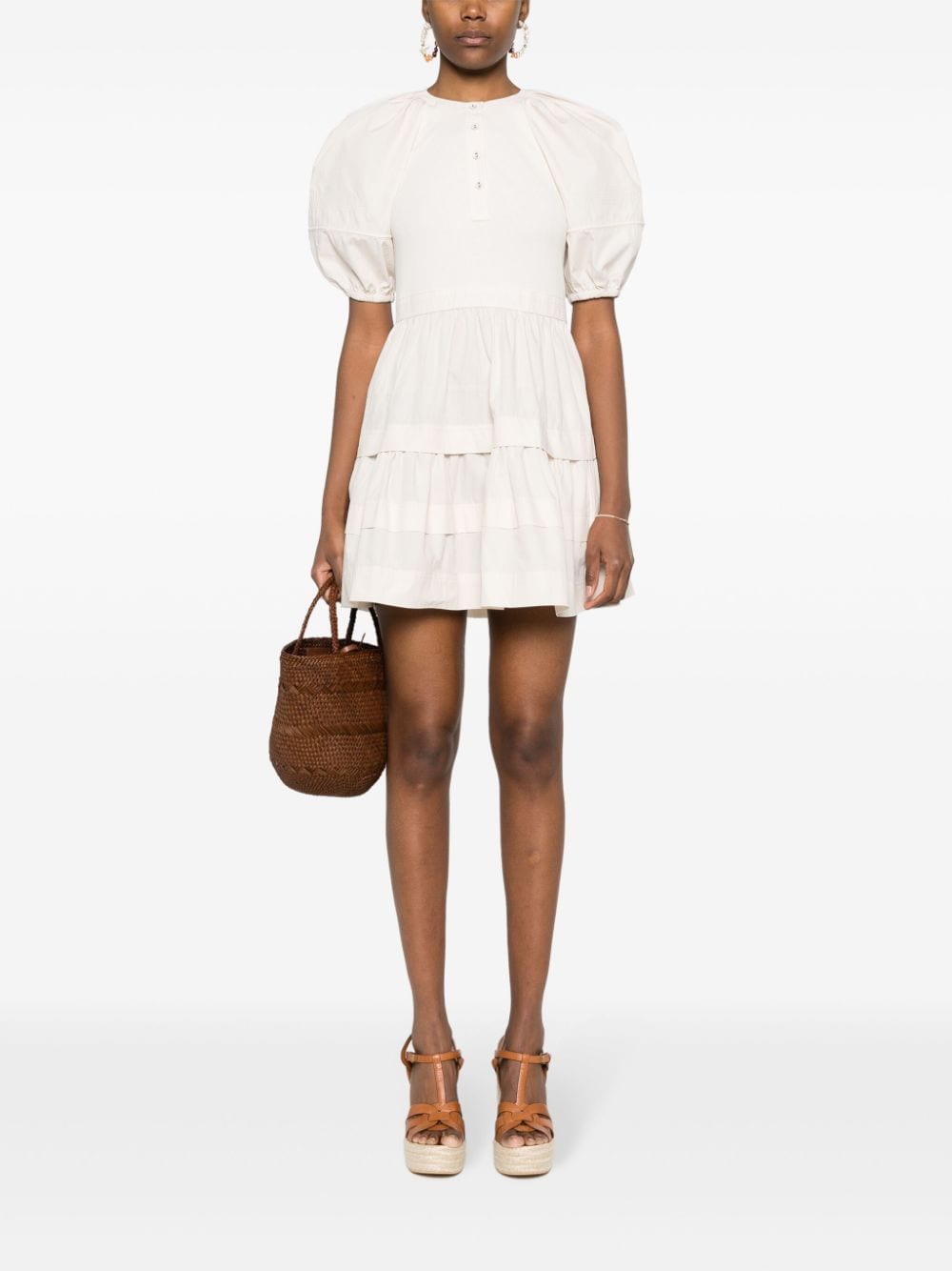 Shop Ulla Johnson Amelia Balloon-sleeve Dress In Neutrals