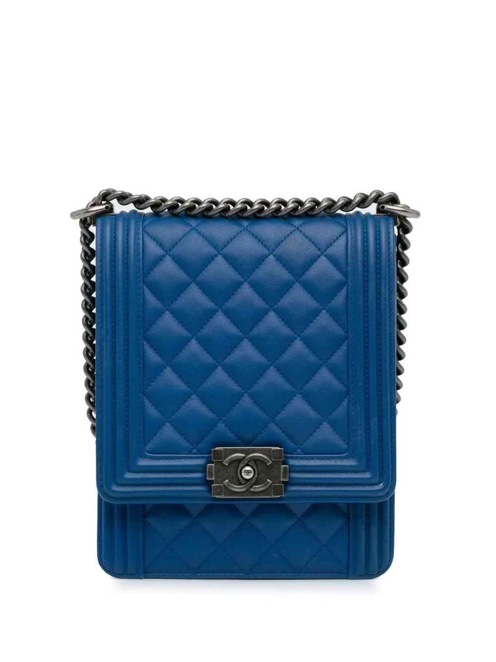 CHANEL Pre Owned 2019 North South Boy Chanel shoulder bag Blue