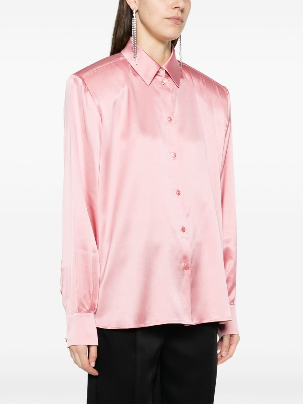 Shop Magda Butrym Long-sleeve Silk Shirt In Pink