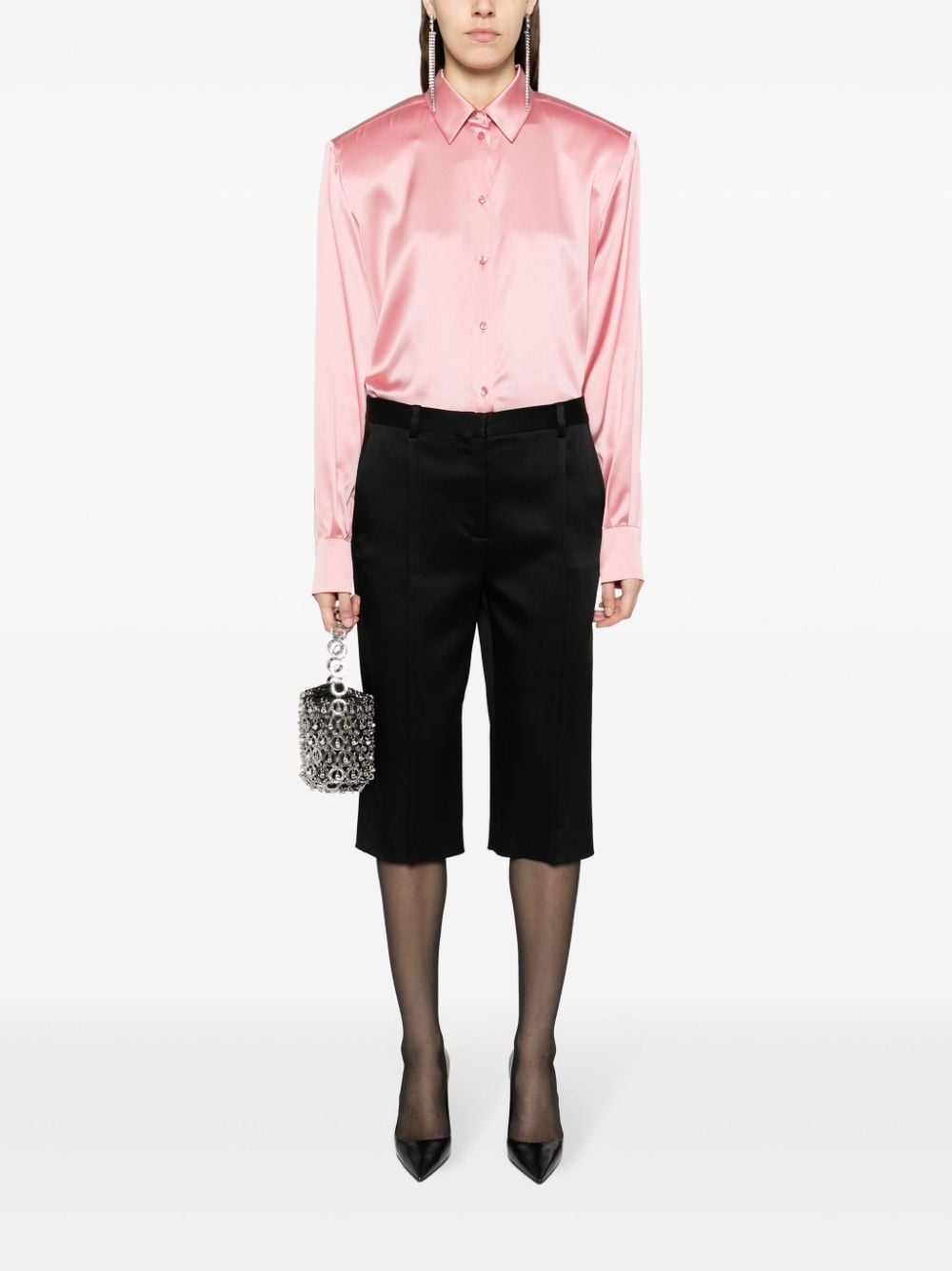 Shop Magda Butrym Long-sleeve Silk Shirt In Pink