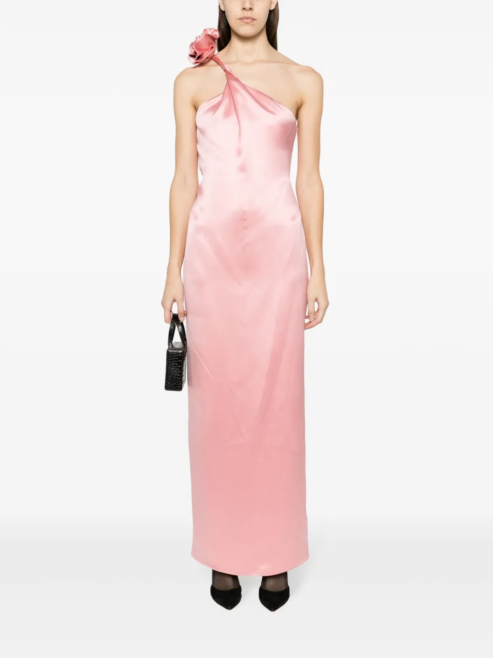 Magda Butrym floral-appliqué silk long dress - Roze