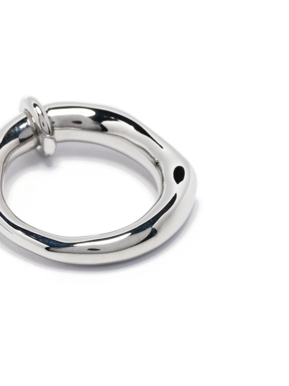 Shop Jil Sander Logo-engraved Ribbed-detail Ring In Silber