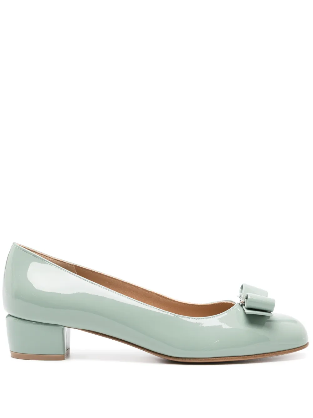 Ferragamo Vara Leather Pumps In Green