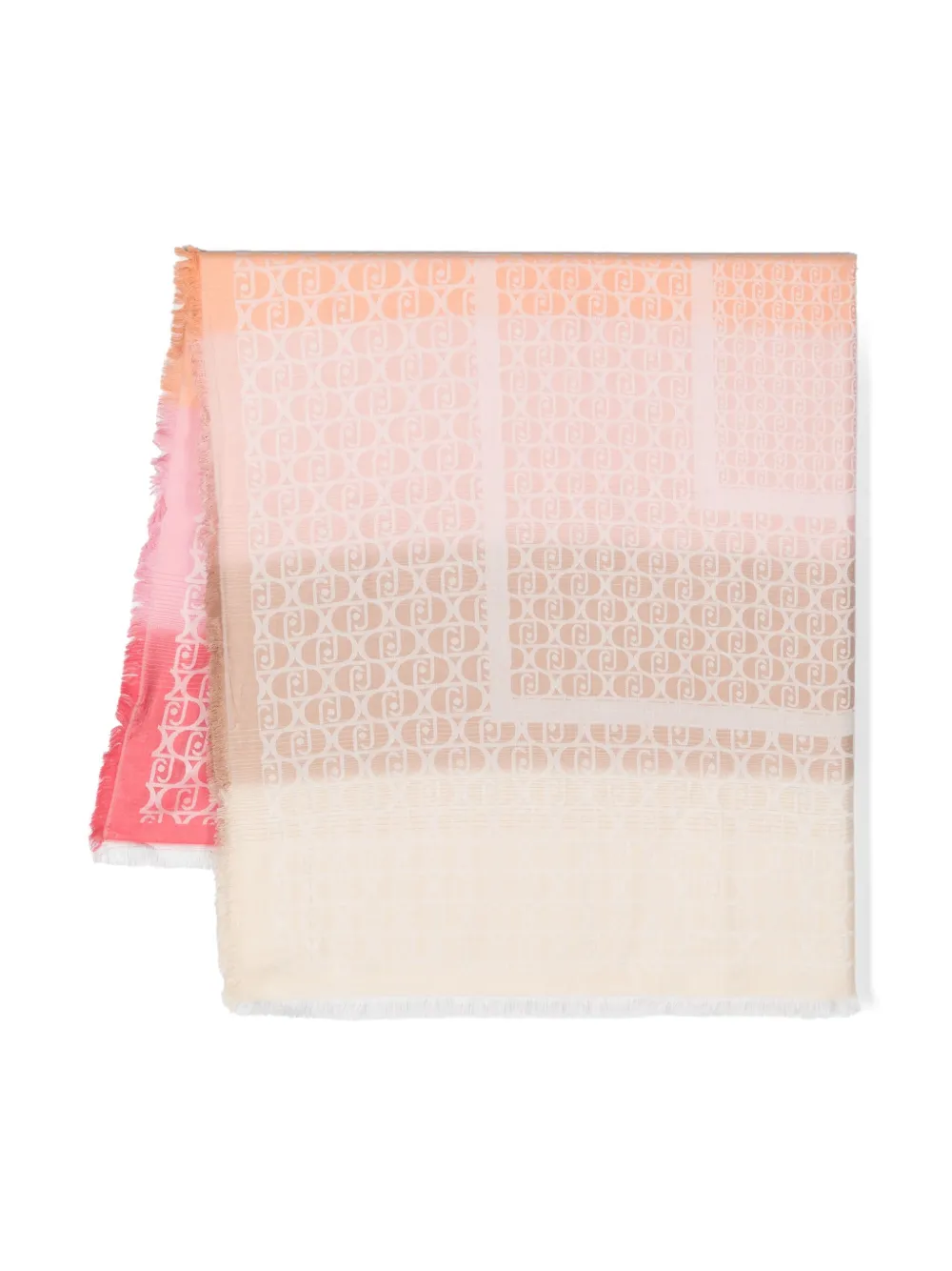 LIU JO frayed-edge monogram-jacquard scarf | Pink | Image 1