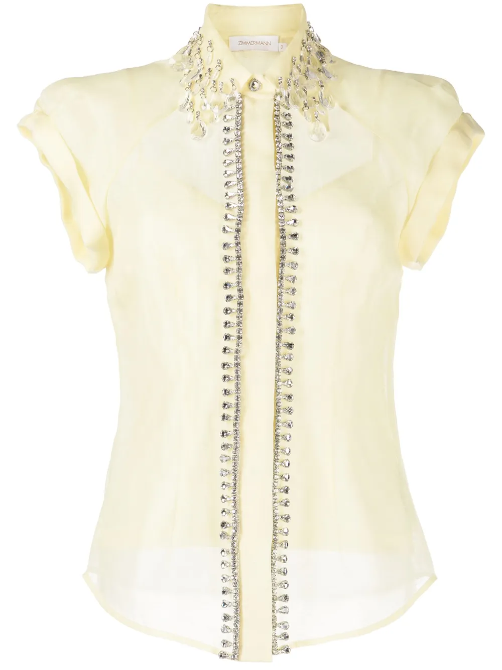 Zimmermann Matchmaker Diamante Linen-blend Blouse In Yellow