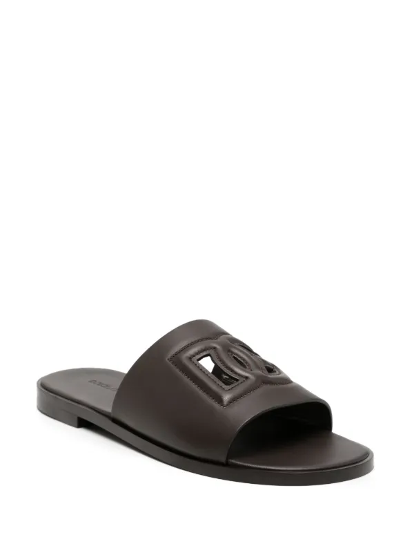 【関税&送料込】Dolce & Gabbana Leather Slide Sandal DOLCE & GABBANA Leather Strap Slide Sandals with Buckle