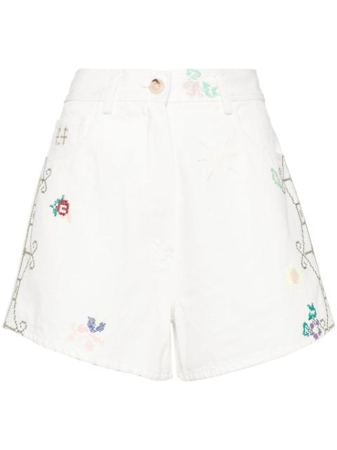 Forte Forte floral-embroidered denim shorts