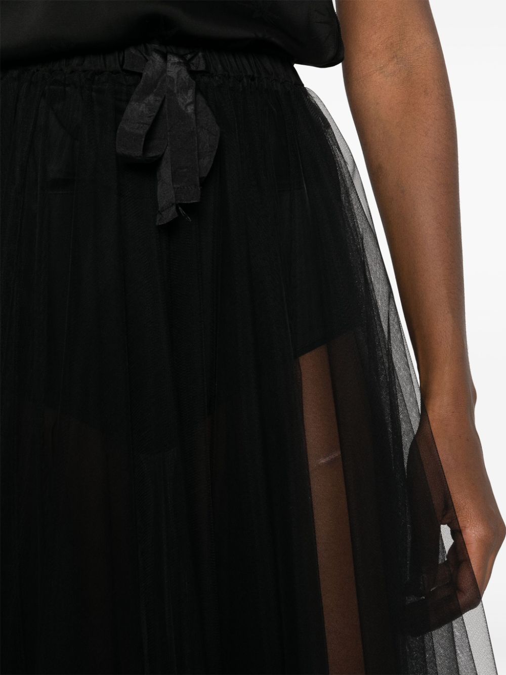 Shop Forte Forte Flared Tulle Long Skirt In Black