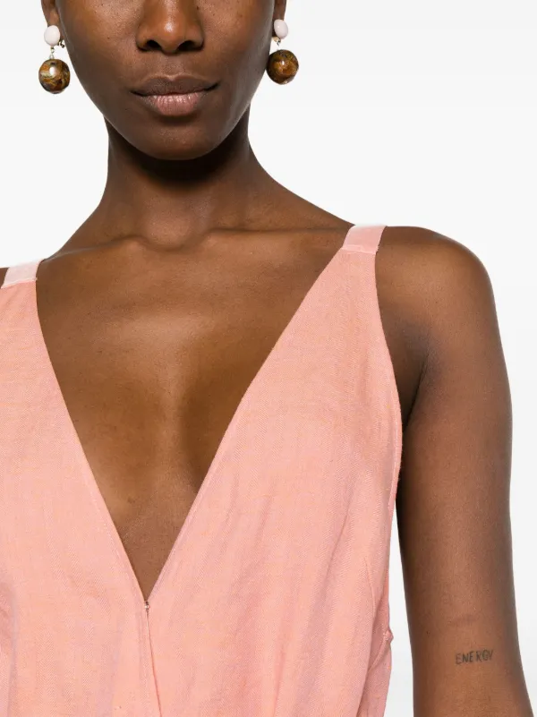 Forte Forte Belted Linen Wrap Dress | Pink | FARFETCH JO