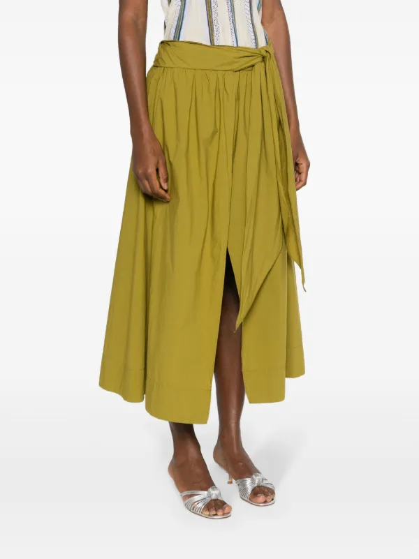 Forte Forte ruched-detail Cotton Full Skirt | Green | FARFETCH