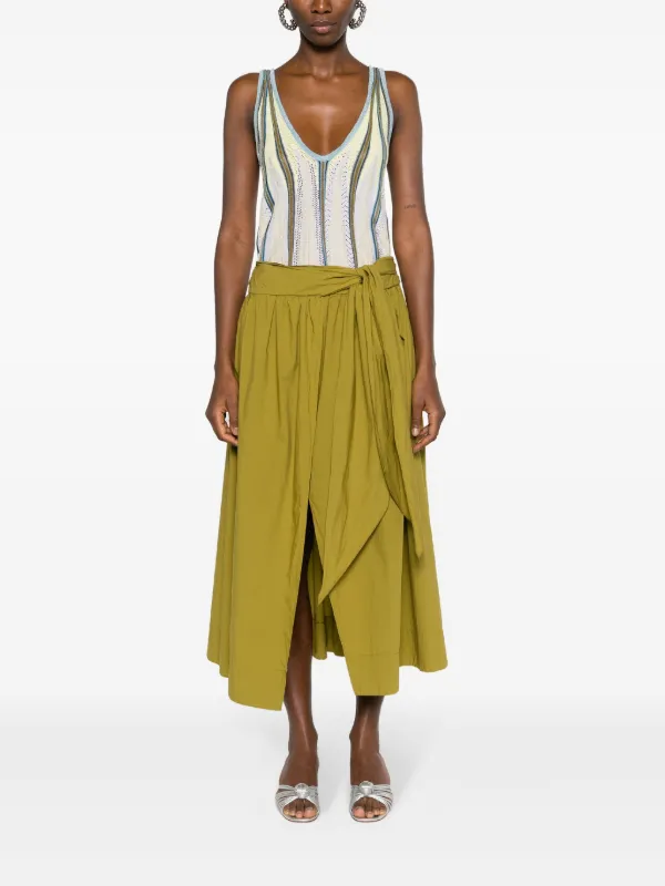 Forte Forte ruched-detail Cotton Full Skirt | Green | FARFETCH