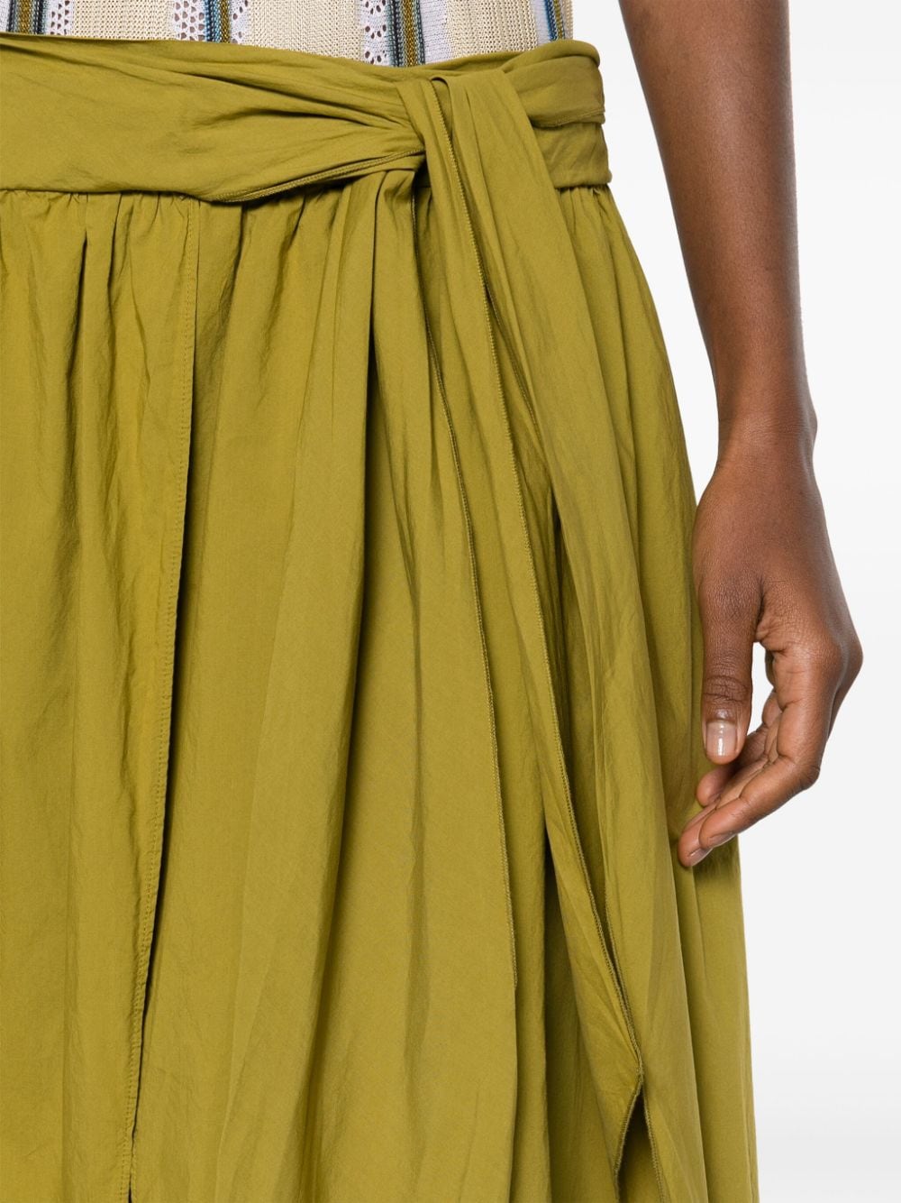 Shop Forte Forte Ruched-detail Cotton Full Skirt In Green