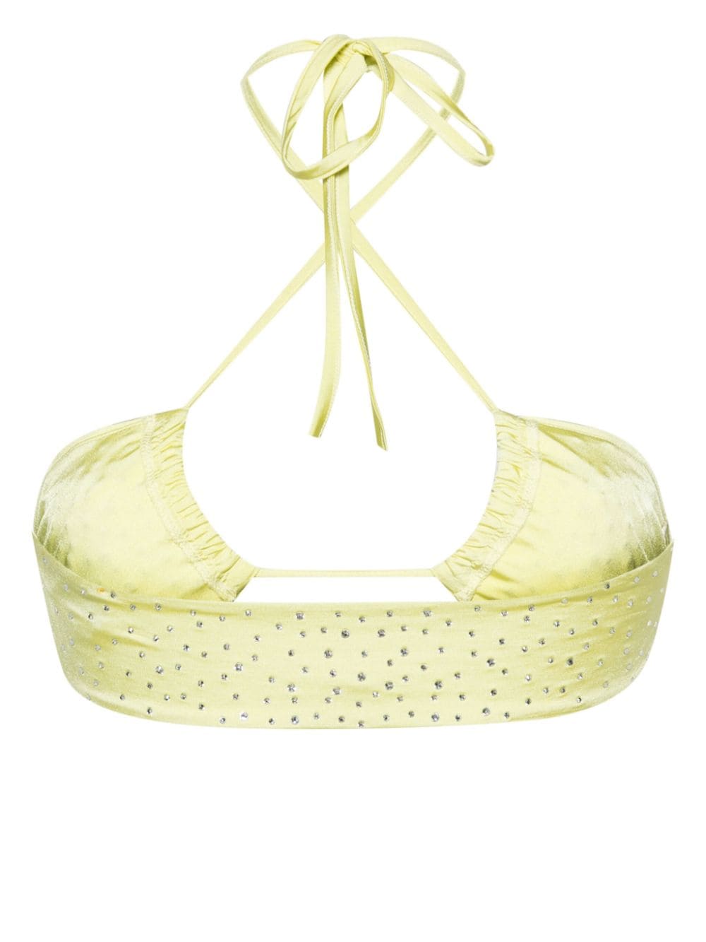 Shop Forte Forte Crystal-embellished Halterneck Bikini Top In Yellow