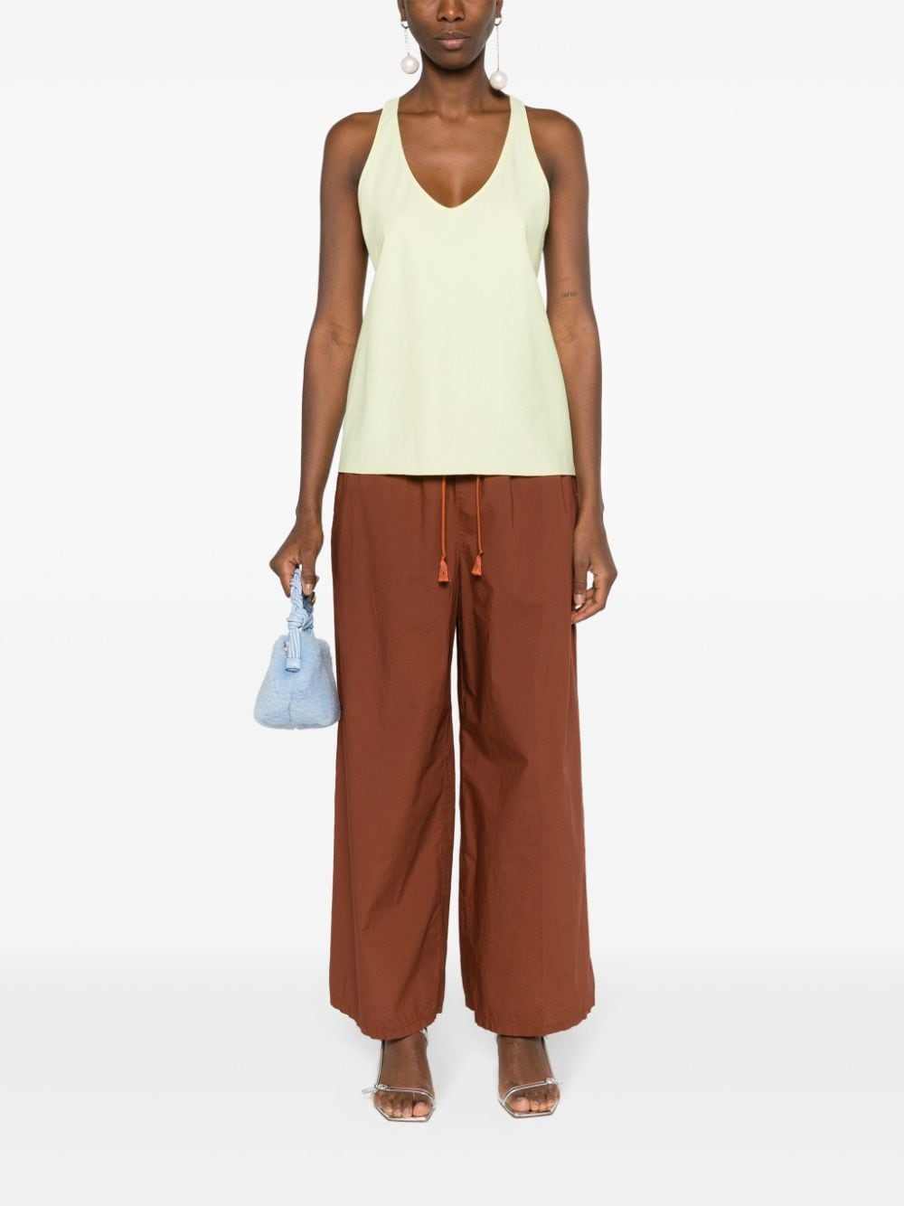 Shop Forte Forte Drawstring-waist Cotton Trousers In Brown