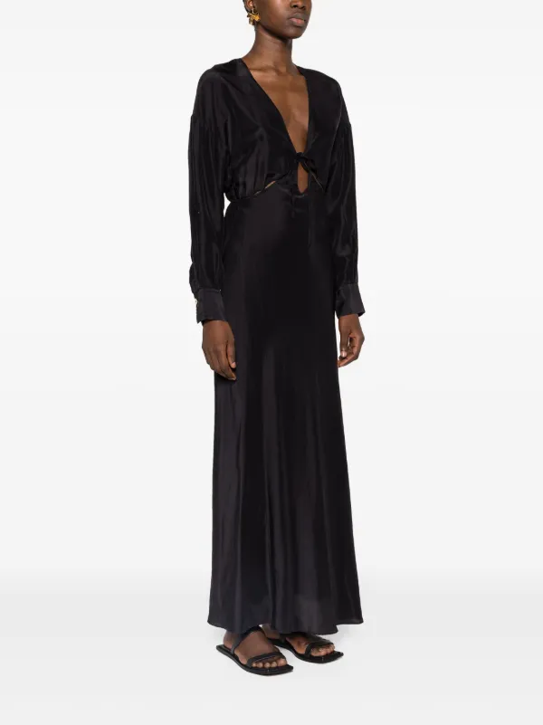 Forte_forte V-Neck Silk Maxi Dress - Black