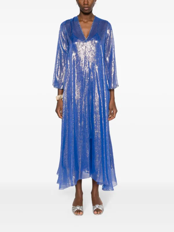 Forte_forte Lurex Kaftan Maxi Dress - Blue