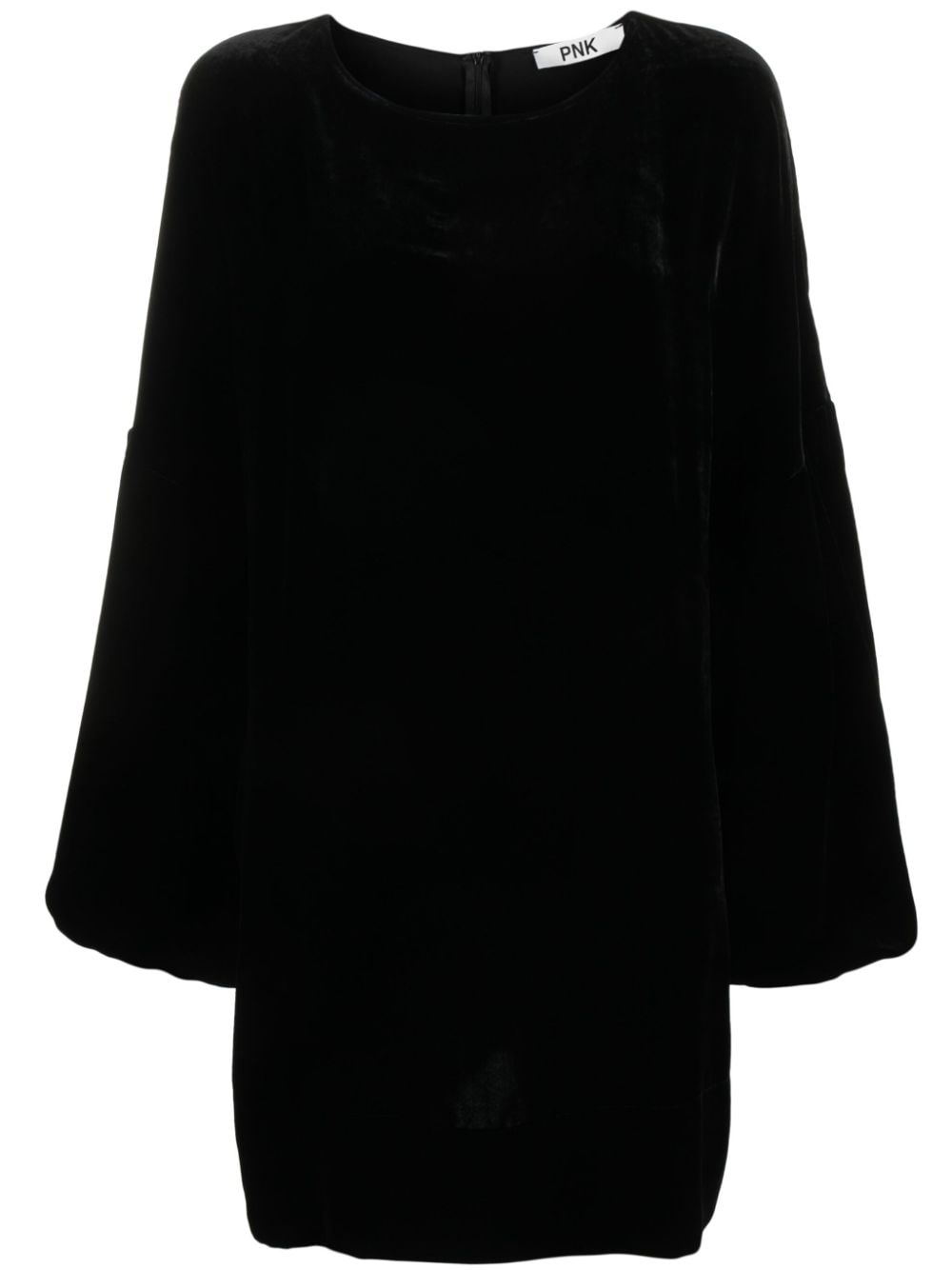 Pnk Velvet Puff-sleeves Midi Dress In Black