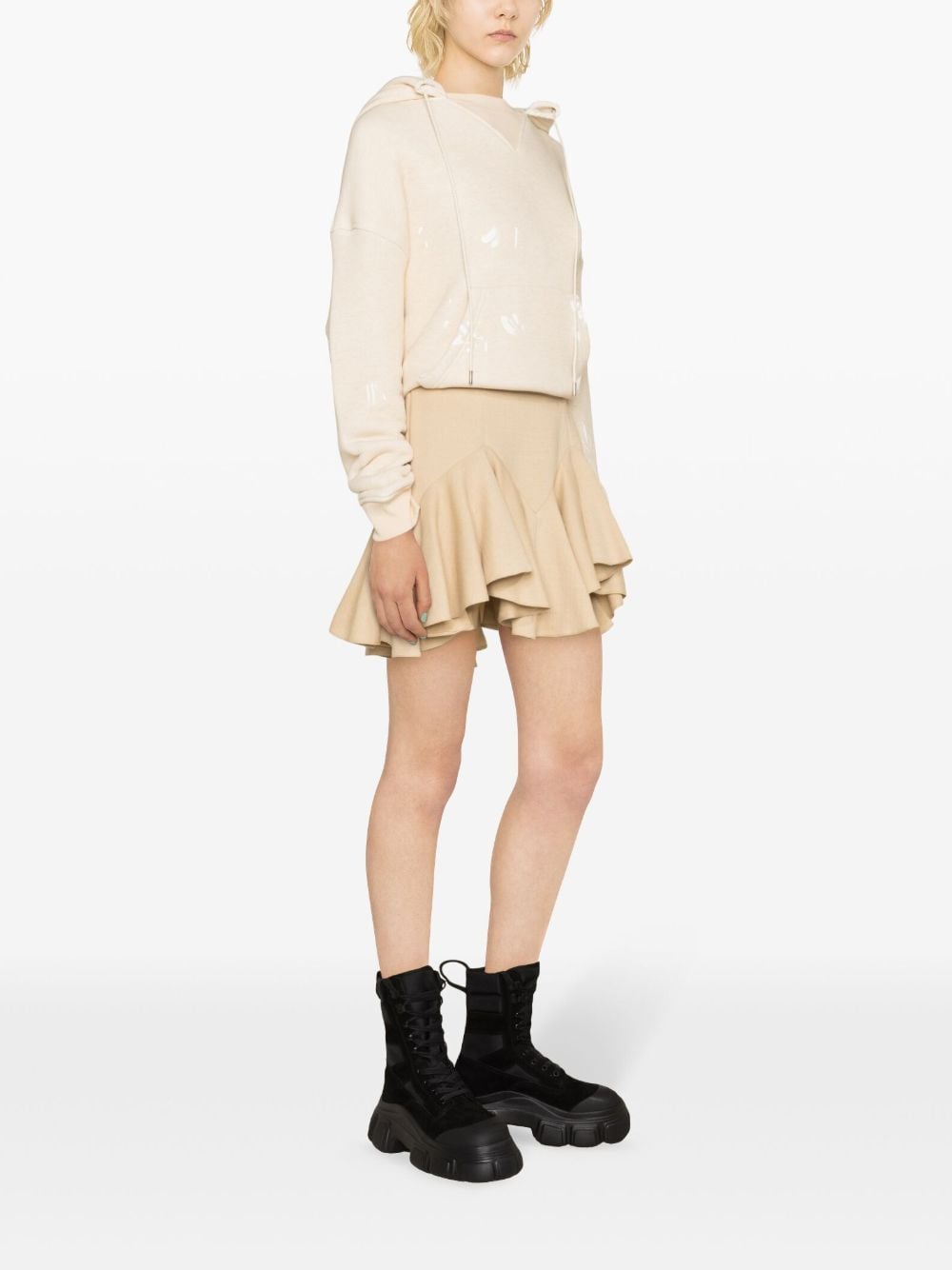 Shop Pnk High-waisted Flared Miniskirt In 中性色