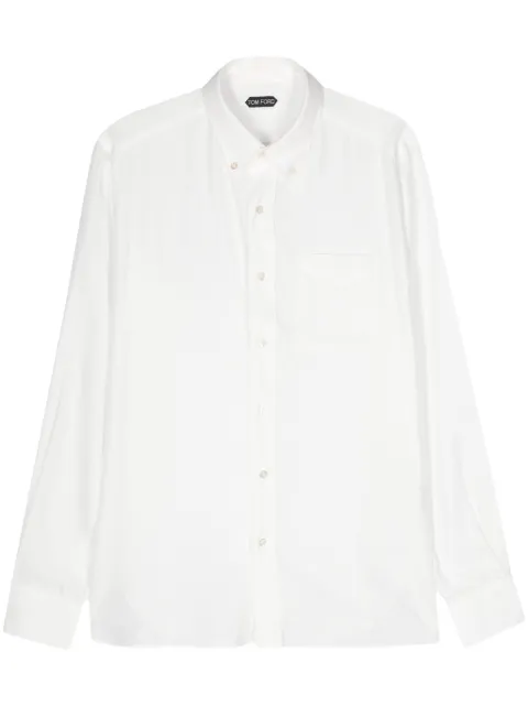 TOM FORD buttoned-collar poplin lyocell shirt