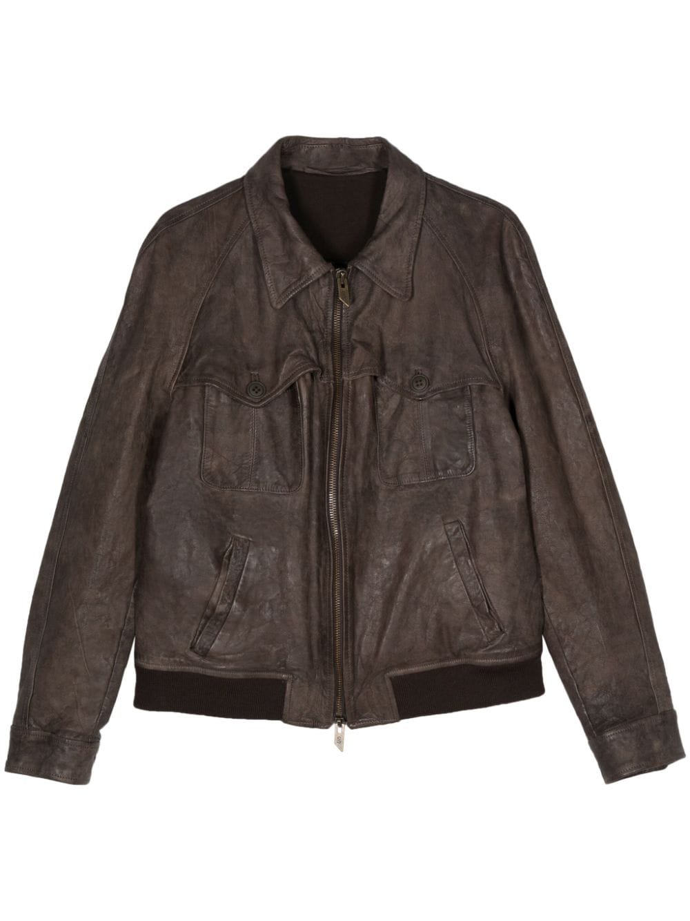 Salvatore Santoro Faded-effect Leather Jacket In Brown