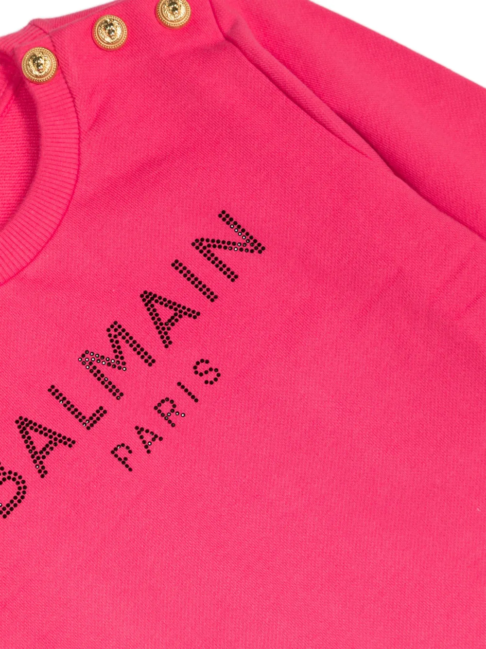 Shop Balmain Logo-embellished Cotton Sweatshirt In Rosa