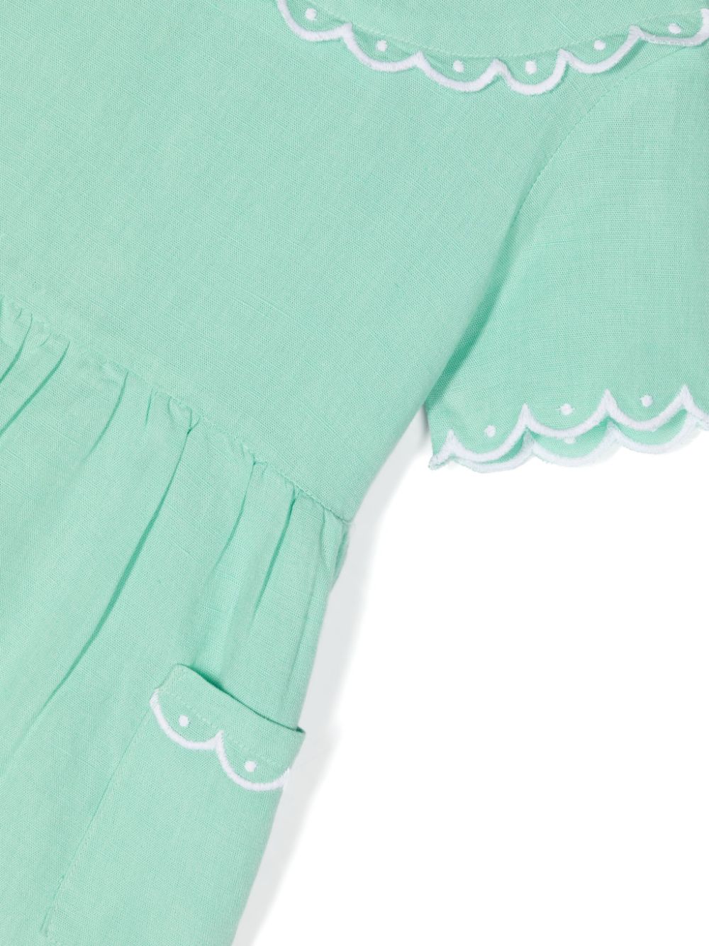 Shop Stella Mccartney Scallop-detailed Linen-blend Dress In Green