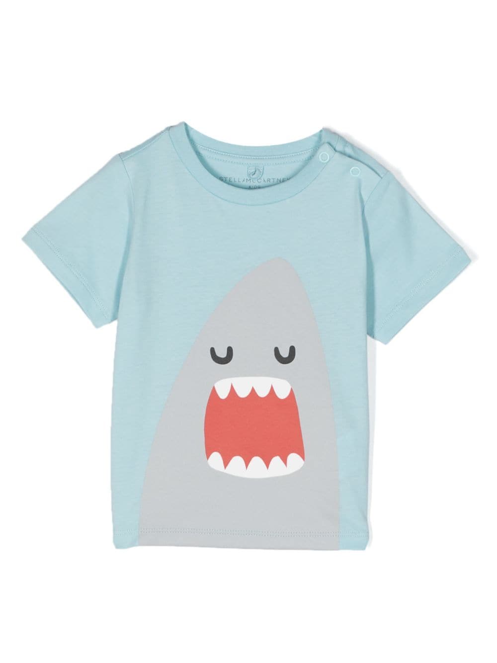 Stella McCartney Kids Katoenen T-shirt met haaiprint Blauw