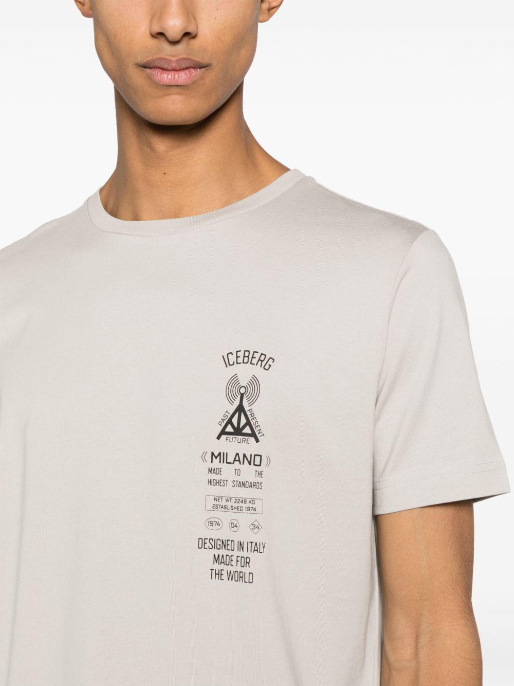Shop Iceberg Logo-print Cotton T-shirt In Grey