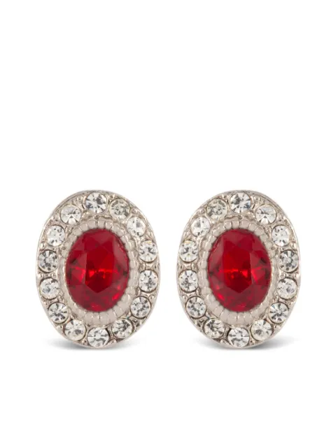 Susan Caplan Vintage 1990s crystal-embellished oval earrings