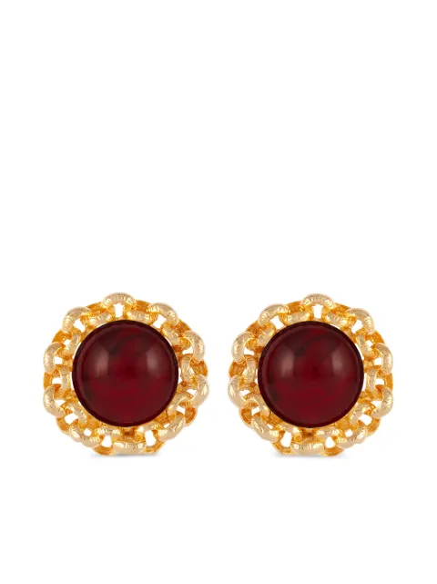 Susan Caplan Vintage 1990s cabochon-embellished clip-on earrings