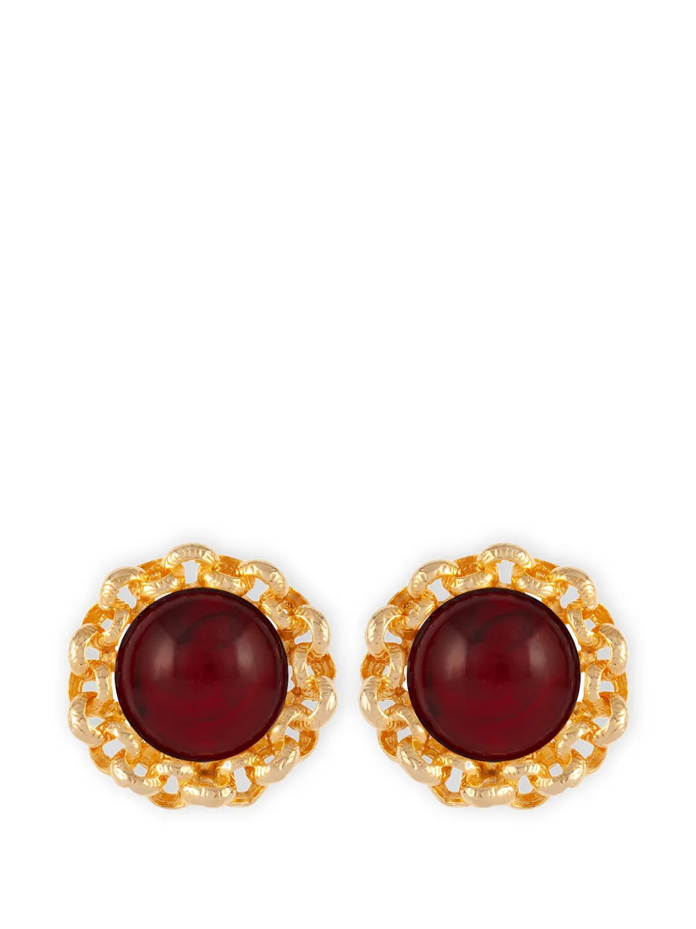 Susan Caplan Vintage Orecchini a clip con cabochon anni '90 - Oro