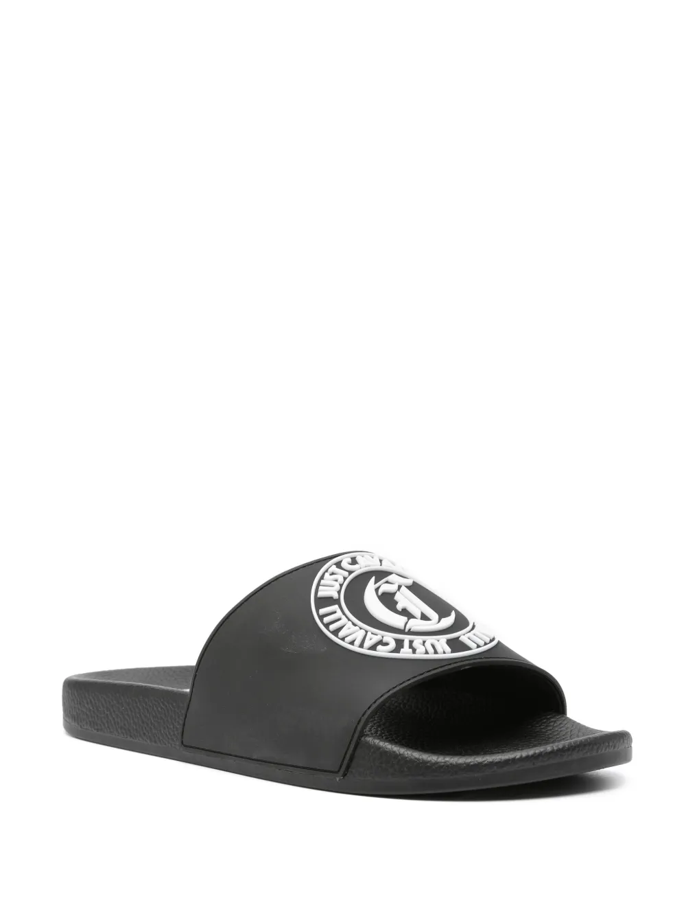 Just Cavalli Teenslippers verfraaid met logo - Zwart