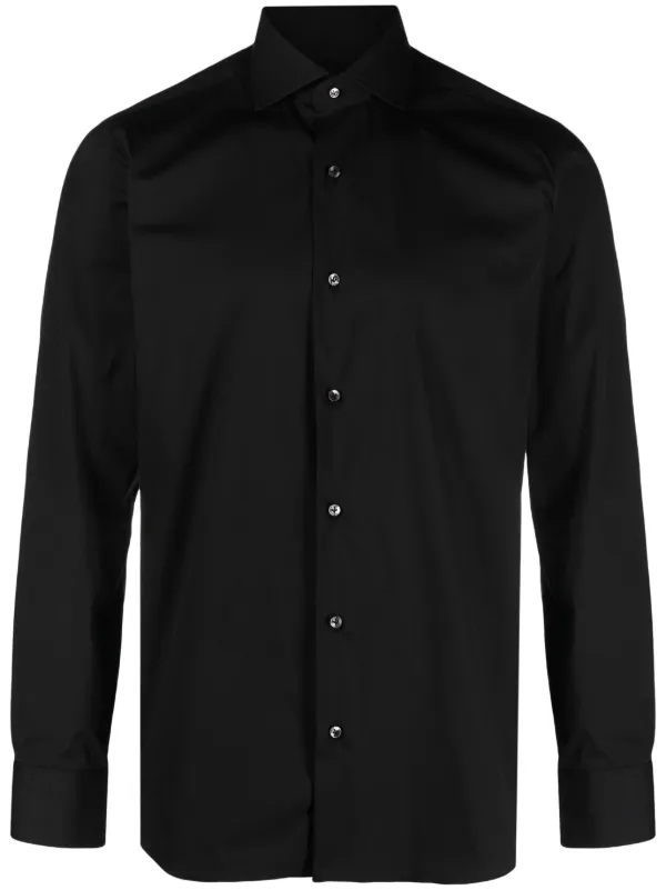 princess polly baby blue dress Men's Black Slim-Fit Stretch Shirt