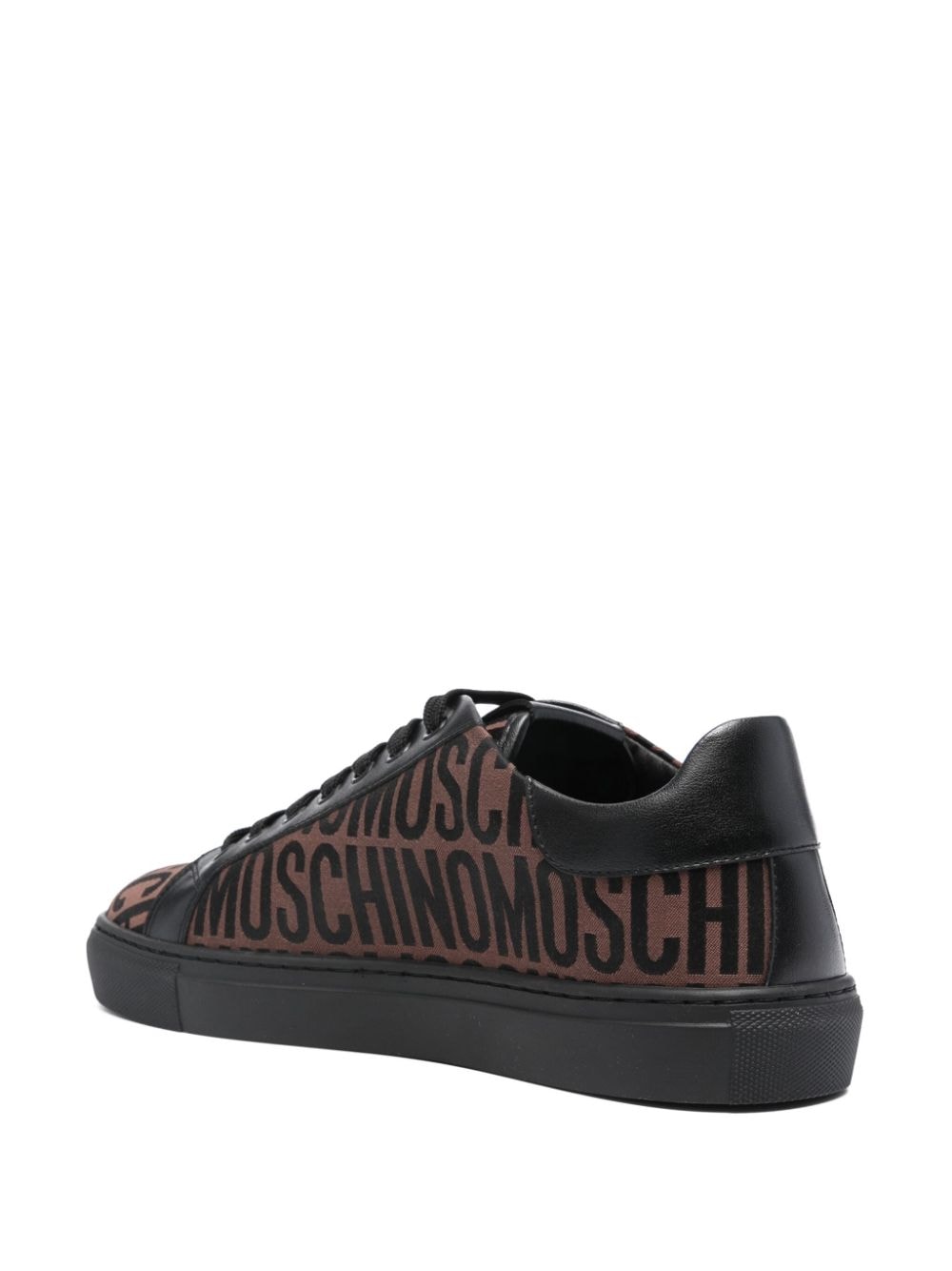 Shop Moschino Logo-jacquard Canvas Sneakers In Brown