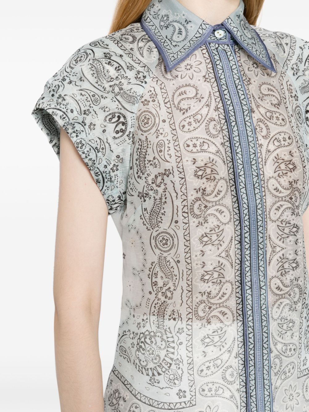 Shop Zimmermann Matchmaker Bandana-print Blouse In Blue