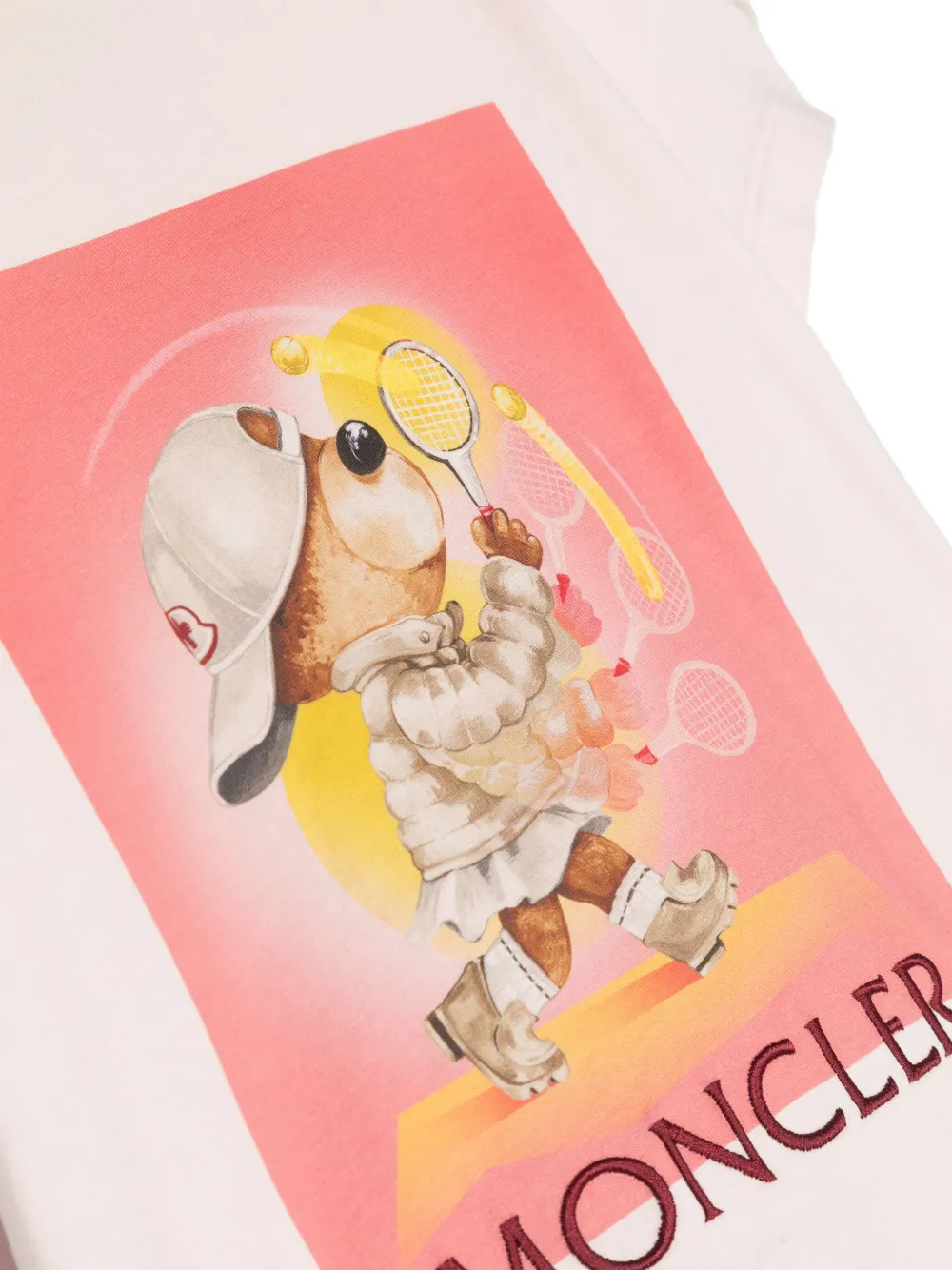 Moncler Enfant Katoenen T-shirt met logoprint Roze