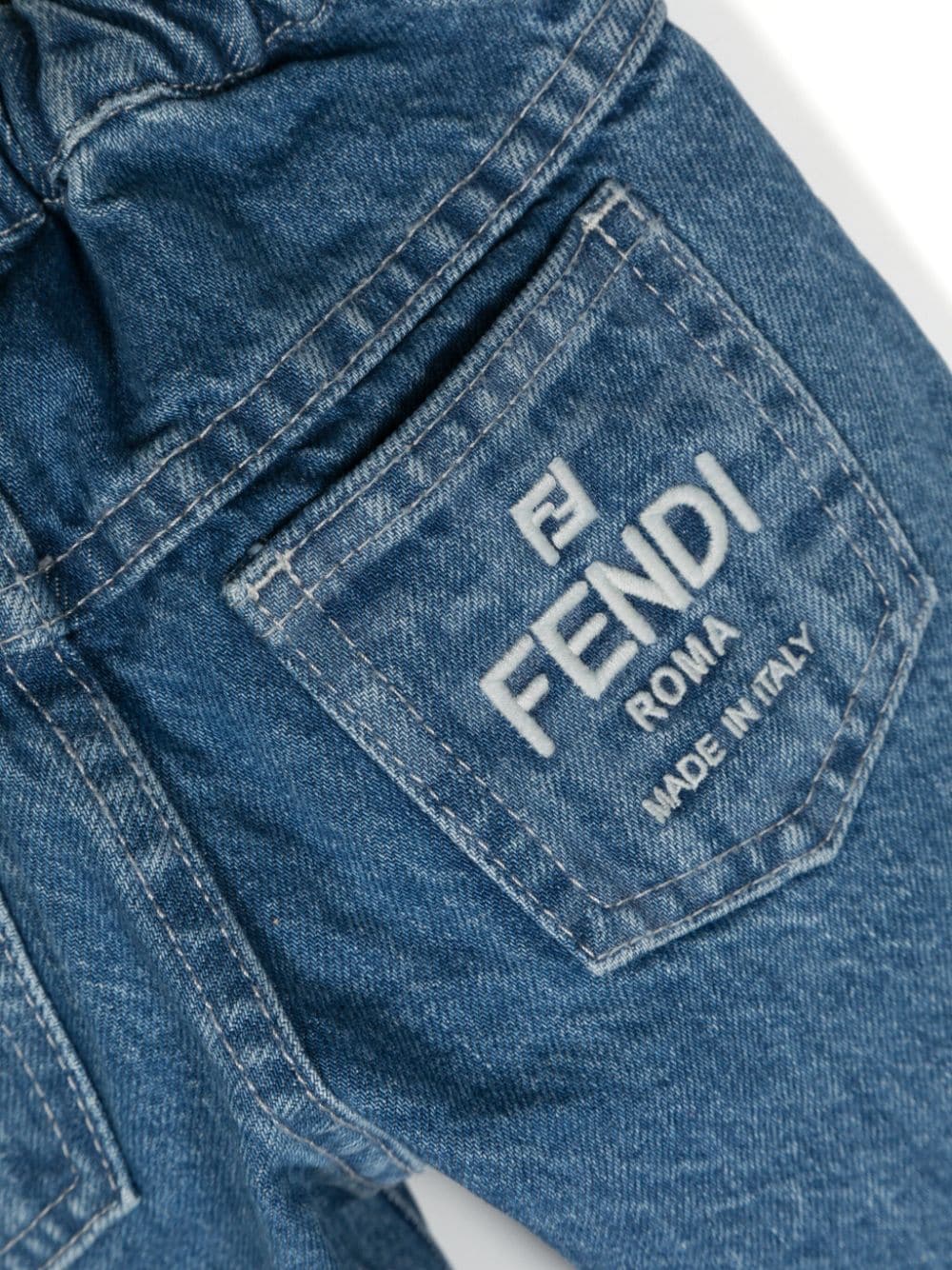 Fendi Kids Jeans met geborduurd logo Blauw