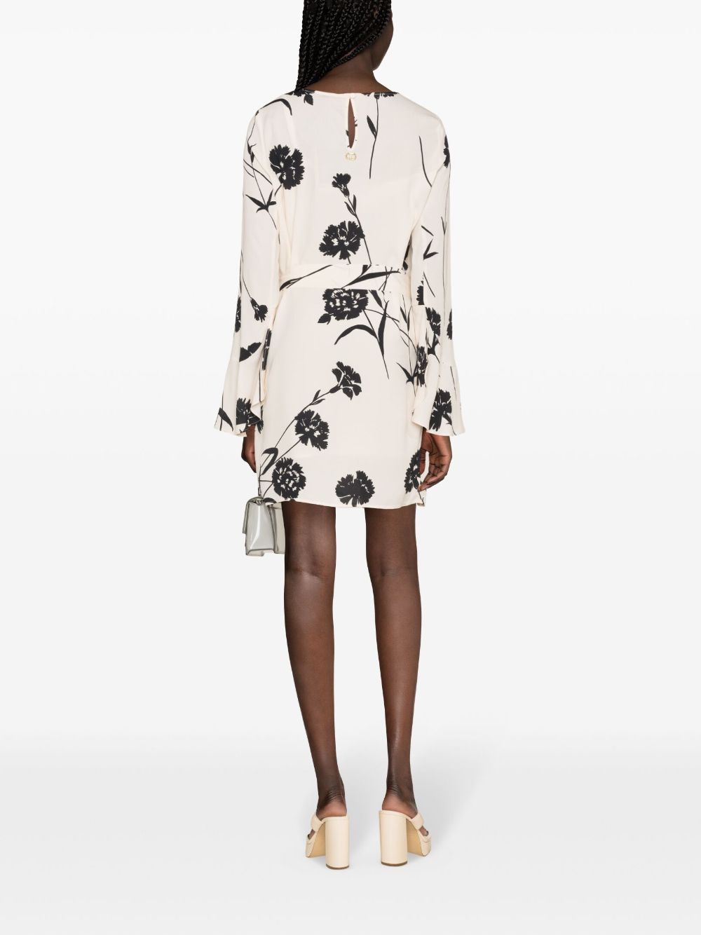 TWINSET Mini-jurk met bloemenprint en ceintuur Beige