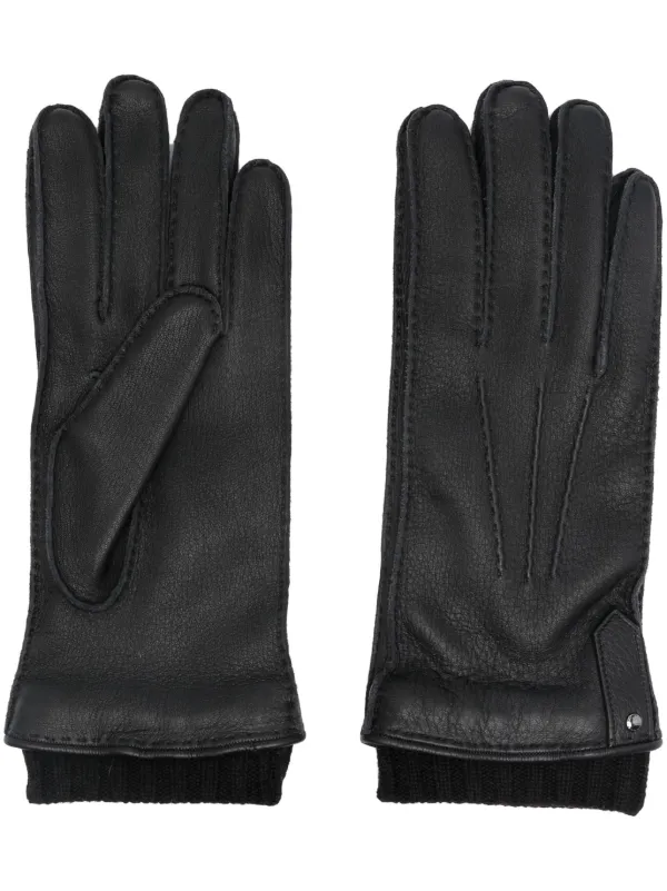 Canali Handschuhe Aus Leder Mit Ziernaht | Schwarz | FARFETCH AT