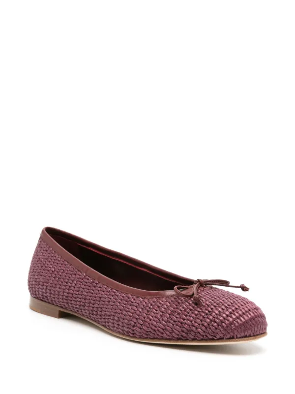MANOLO BLAHNIK FLAT ウール MANOLO BLAHNIK Verizzo bow-detailed suede-trimmed cotton