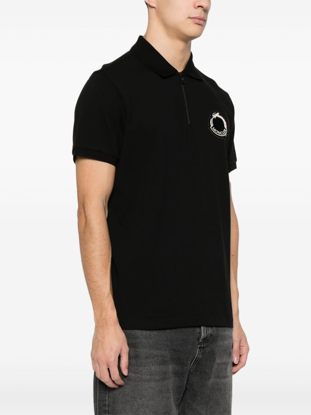Shop Moncler Logo-appliqué Polo Shirt In Black