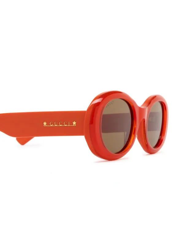 Gucci Eyewear lens decal oval frame sunglasses women Acetate 52 Orange