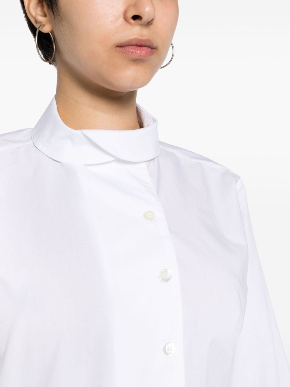 Shop Emporio Armani Petal-collar Cotton Shirt In White