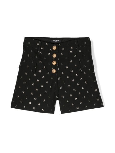 Balmain Kids logo-lettering tailored shorts