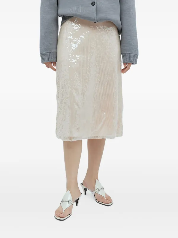 Gucci Sequin Midi Skirt in Neutrals