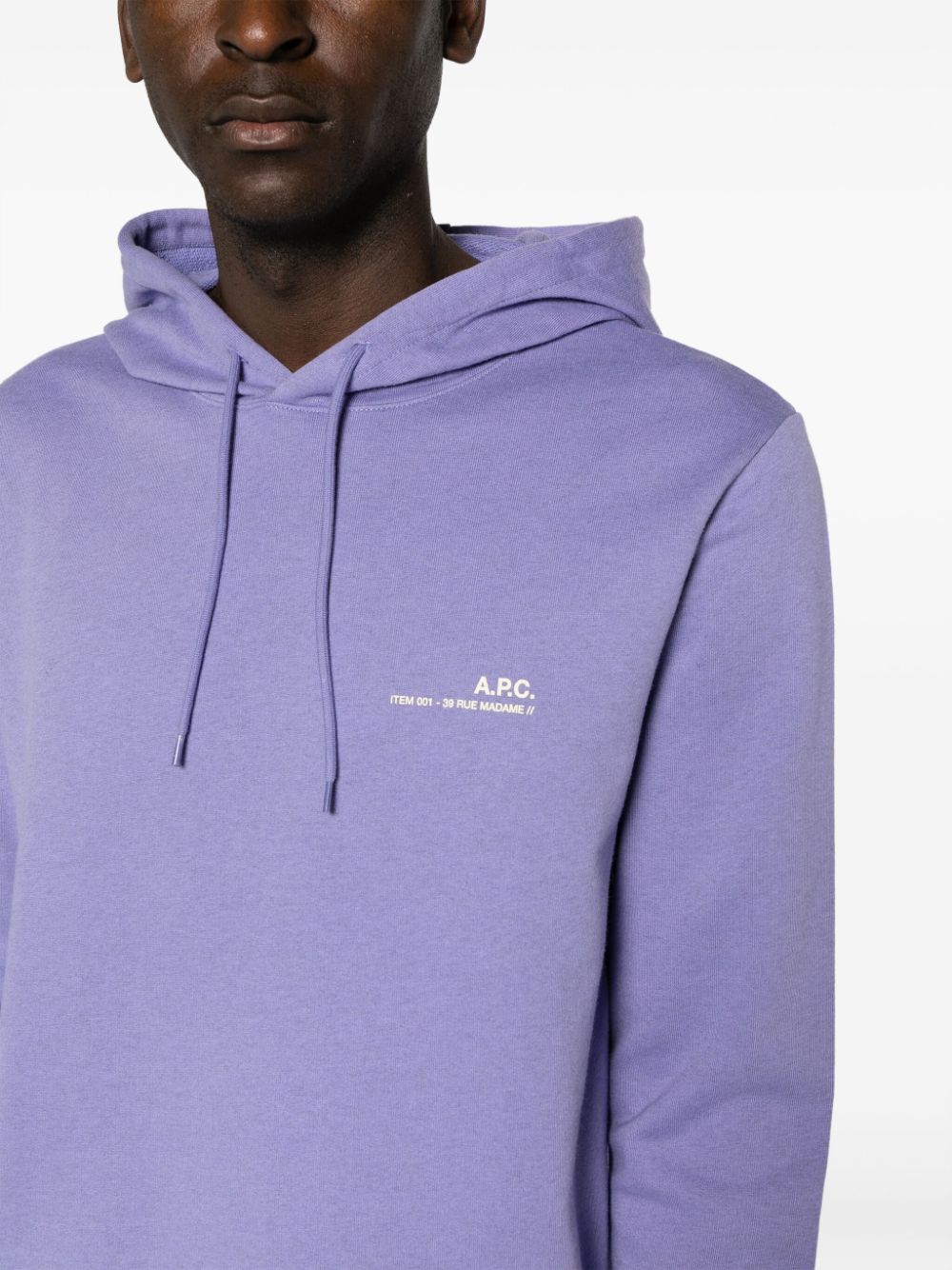 Shop Apc Logo-print Cotton Hoodie In Purple