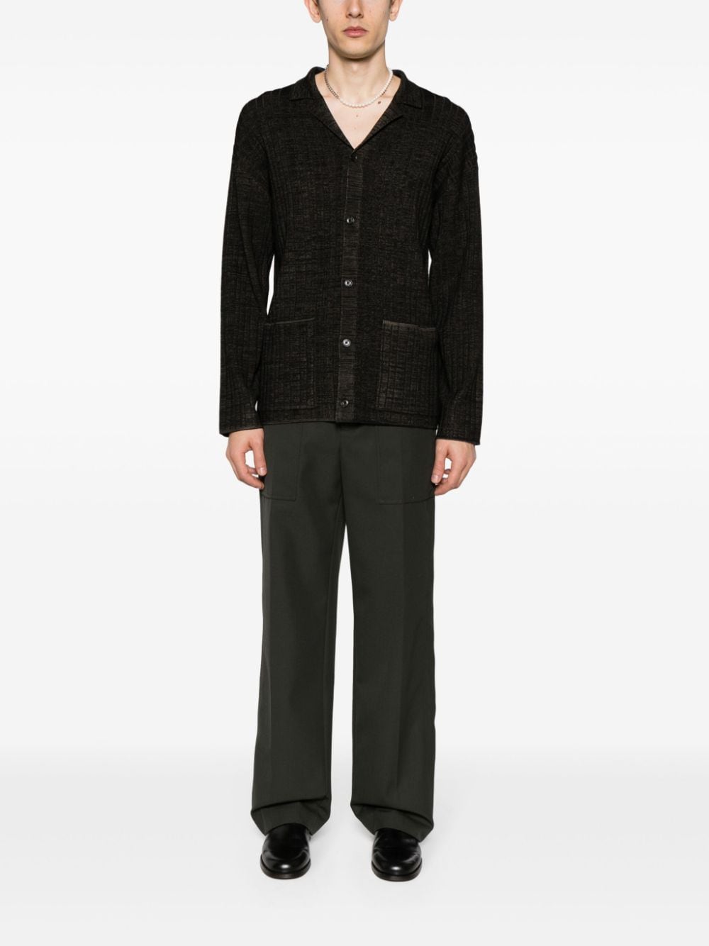 Shop Nanushka Torben Ribbed-knit Cardigan In Brown