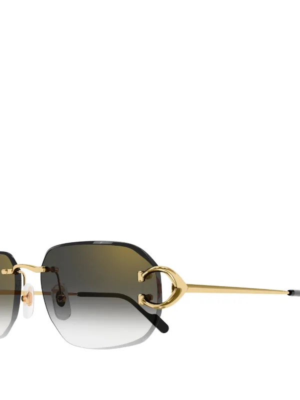 Cartier Eyewear スクエアフレーム サングラス | ゴールドトーン
