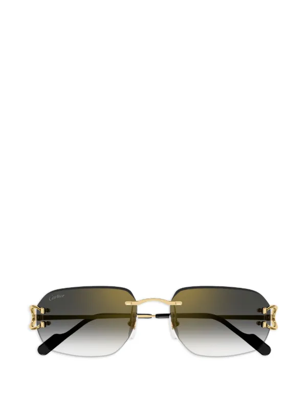 Cartier Eyewear スクエアフレーム サングラス | ゴールドトーン